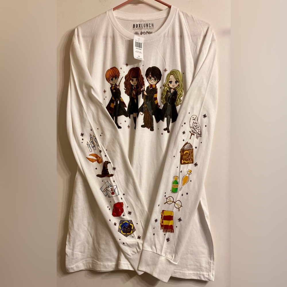 Harry Potter Box Lunch Long Sleeve Characters White T-Shirt Size large. New.